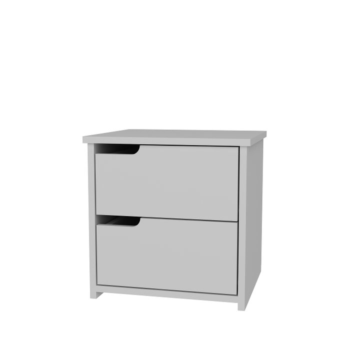 Hanah Home Mesita de Noche Moderna Blanca 2 Cajones, 45x45x40 cm